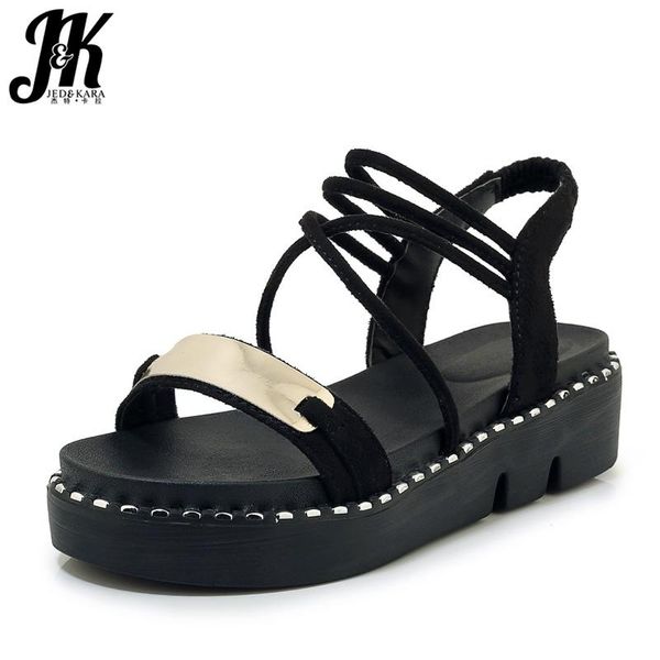 dress shoes jk flock sandals women open toe footwear med heels studded metal decoration platform woman summer 2021, Black
dress shoes jk flock sandals women open toe footwear med heels studded metal decoration platform woman summer 2021, Black