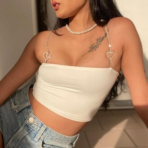 women's tanks & camis women chain short style ladies summer streetwear backless sleeveless slim camisole crop female, White
women's tanks & camis women chain short style ladies summer streetwear backless sleeveless slim camisole crop female, White