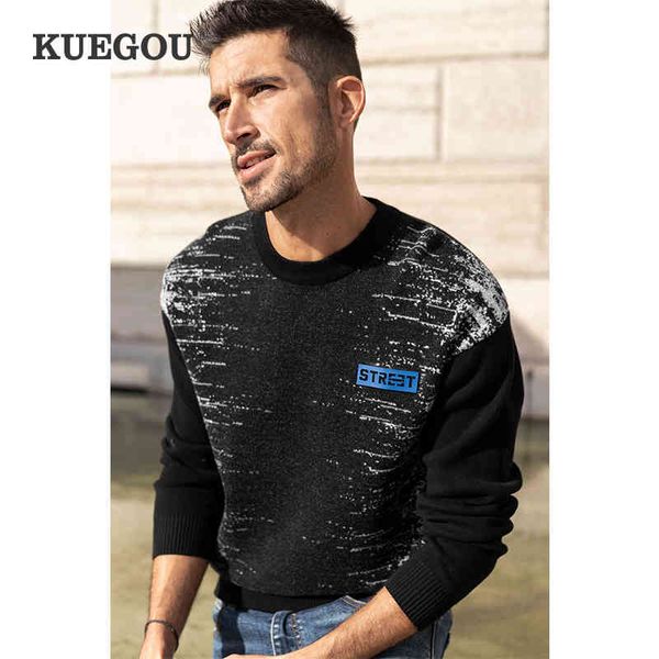 kuegou 100% cotton autumn winter clothing mens sweater contrast color patchwork fashion warm turtleneck plus size lz-26080, White;black
kuegou 100% cotton autumn winter clothing mens sweater contrast color patchwork fashion warm turtleneck plus size lz-26080, White;black