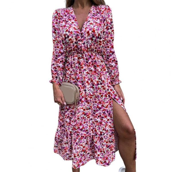 casual dresses autumn deep v-neck floral print dress robe for women slim long sleeve split female boho elegant maxi party vestidos, Black;gray
casual dresses autumn deep v-neck floral print dress robe for women slim long sleeve split female boho elegant maxi party vestidos, Black;gray