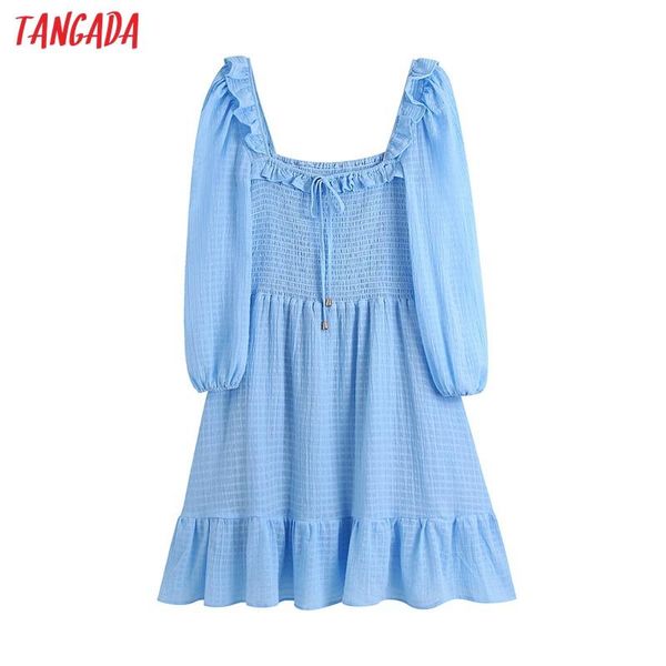 casual dresses tangada 2021 women blue french style dress ruffles puff sleeve ladies mini vestidos ce217, Black;gray
casual dresses tangada 2021 women blue french style dress ruffles puff sleeve ladies mini vestidos ce217, Black;gray