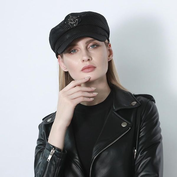 berets 2022 black gray plaid women's vintage military genuine leather cap fashion flat army real sheepskin hats for woman, Blue;gray
berets 2022 black gray plaid women's vintage military genuine leather cap fashion flat army real sheepskin hats for woman, Blue;gray