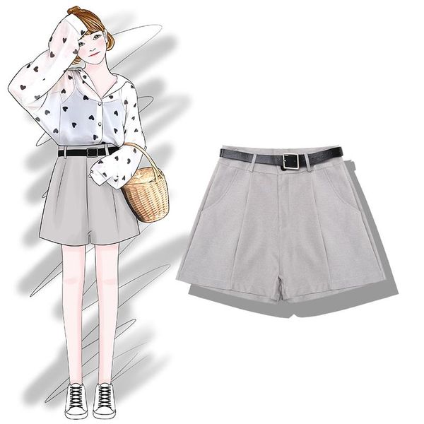 women's shorts 2021 fashion clothing slim solid color high waist wide leg female summer, White;black
women's shorts 2021 fashion clothing slim solid color high waist wide leg female summer, White;black