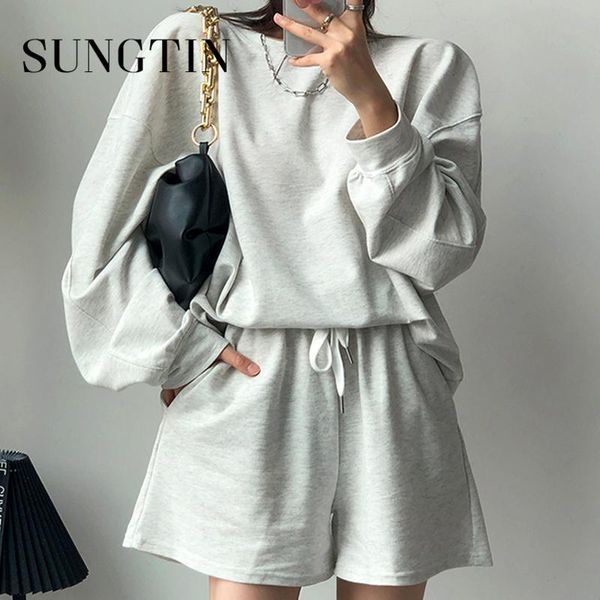 sungtin oversized two piece set sportswear outfits women casual shorts o neck sweatshirts 2 drawstring full women's tracksuits, Gray
sungtin oversized two piece set sportswear outfits women casual shorts o neck sweatshirts 2 drawstring full women's tracksuits, Gray
