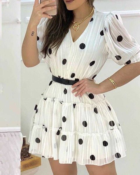 women summer fashion short mini dress v-neck polka dots mesh puff sleeve ruffles casual dress 210716, Black;gray
women summer fashion short mini dress v-neck polka dots mesh puff sleeve ruffles casual dress 210716, Black;gray