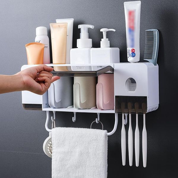 automatic toothbrush holder toothpaste dispenser with cup wall mount toiletries storage rack bathroom accessories set bath accessory
automatic toothbrush holder toothpaste dispenser with cup wall mount toiletries storage rack bathroom accessories set bath accessory