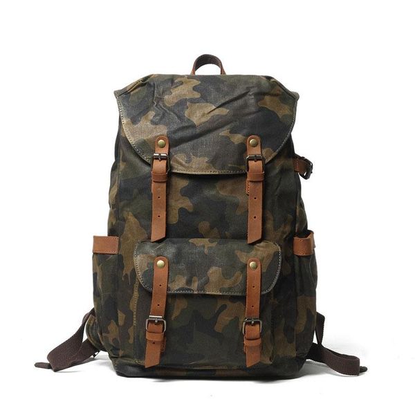militarywax camouflage canvas backpack bags for traveling school shoulder of camping hiking with large capacity
militarywax camouflage canvas backpack bags for traveling school shoulder of camping hiking with large capacity
