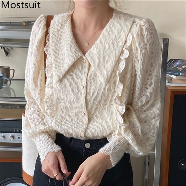 korean elegant lace women blouses full sleeve turn-down collar ruffles shirts vintage fashion ladies blusas mujer 210514, White
korean elegant lace women blouses full sleeve turn-down collar ruffles shirts vintage fashion ladies blusas mujer 210514, White