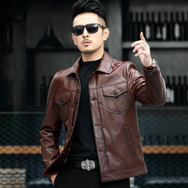 men's leather & faux genuine jacket men short cowhide coat spring autumn mens jackets and coats plus size 5xl 2022 hommes veste pph2490, Black
men's leather & faux genuine jacket men short cowhide coat spring autumn mens jackets and coats plus size 5xl 2022 hommes veste pph2490, Black