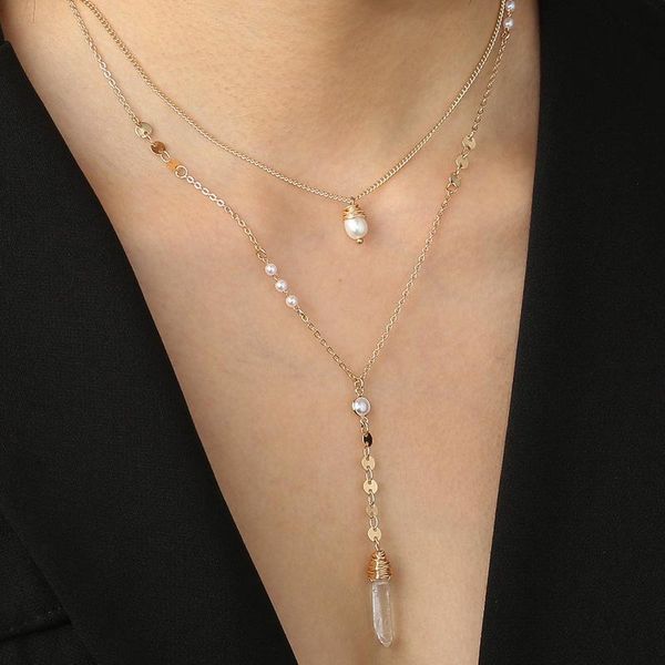 unique design double layer simulation pearl dangle necklace transparent crystal metal round jewelry for women pendant necklaces, Silver
unique design double layer simulation pearl dangle necklace transparent crystal metal round jewelry for women pendant necklaces, Silver