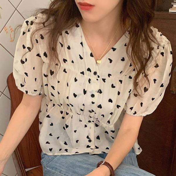 women's blouses & shirts terokinizo casual sweet blouse summer love heart printed v neck short sleeve contrast color single breasted f, White
women's blouses & shirts terokinizo casual sweet blouse summer love heart printed v neck short sleeve contrast color single breasted f, White