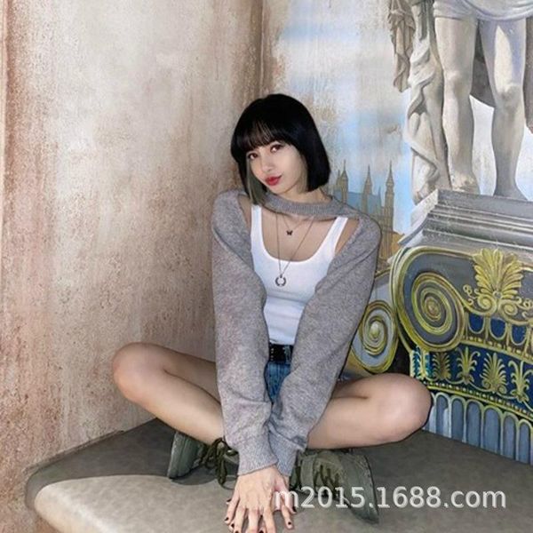 kpop korean celebrity stage show o-neck halter long-sleeved sweater women nightclub hollow short solid color knit sweaters women's, White;black
kpop korean celebrity stage show o-neck halter long-sleeved sweater women nightclub hollow short solid color knit sweaters women's, White;black