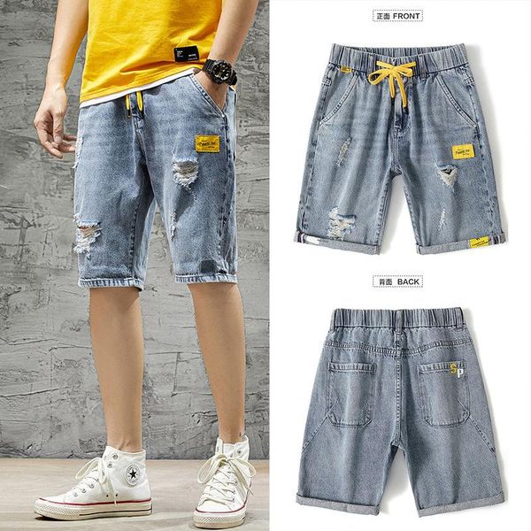 men's jeans 2021 summer denim shorts thin section fashion streetwear pants man casual slim knee lenght ripped, Blue
men's jeans 2021 summer denim shorts thin section fashion streetwear pants man casual slim knee lenght ripped, Blue