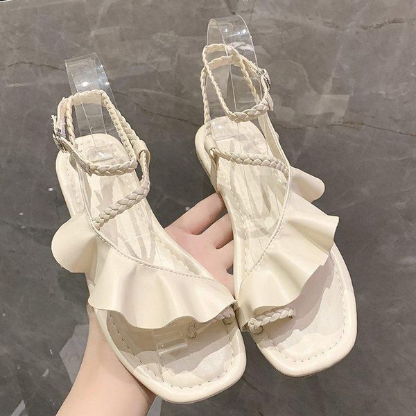sandals women's summer ladies flat weave ruffle pinch buckle shoes sewing pu female footwear plus size square toe 2021 fashion, Black
sandals women's summer ladies flat weave ruffle pinch buckle shoes sewing pu female footwear plus size square toe 2021 fashion, Black
