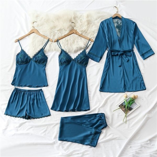 women's sleepwear satin pajamas lady kimono bathrobe gown 5pcs sleep set lace nightgown spring nightwear v-neck pyjamas 0df0, Black;red
women's sleepwear satin pajamas lady kimono bathrobe gown 5pcs sleep set lace nightgown spring nightwear v-neck pyjamas 0df0, Black;red