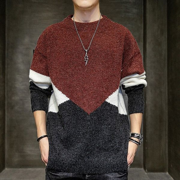 men's pullover knitted color block long sleeve sweater cardigans crew neck fall winter blue yellow gray e2km#, White;black
men's pullover knitted color block long sleeve sweater cardigans crew neck fall winter blue yellow gray e2km#, White;black