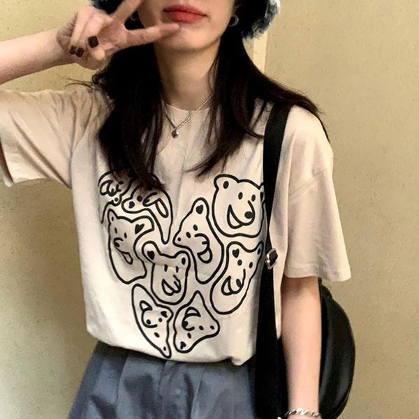 women's t-shirt 2colors 2021 summer korean style cartoon bear breif short sleeve womens loose tees shirt femme (f4352), White
women's t-shirt 2colors 2021 summer korean style cartoon bear breif short sleeve womens loose tees shirt femme (f4352), White