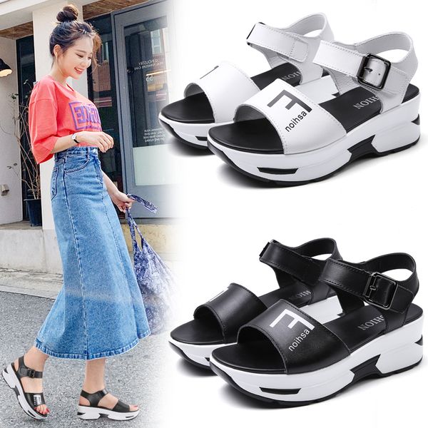 women sandals genuine full grain cow leather rubber outsole 2021muffin bottom beach leisure lady summer shoes, Black
women sandals genuine full grain cow leather rubber outsole 2021muffin bottom beach leisure lady summer shoes, Black