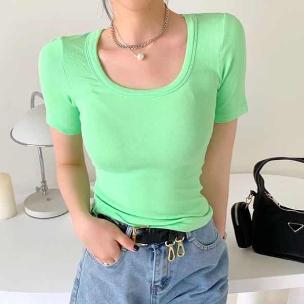 korean women o-neck short sleeve ribbed summer casual skinny slim basic woman t shirts solid color 210526, White
korean women o-neck short sleeve ribbed summer casual skinny slim basic woman t shirts solid color 210526, White