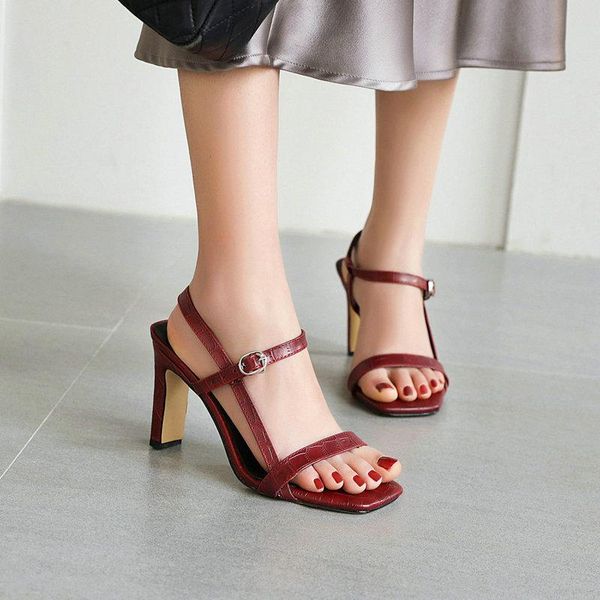 sandals summer women's thick heel one line buckle same shoes children's korean open toe high heels, Black 
sandals summer women's thick heel one line buckle same shoes children's korean open toe high heels, Black