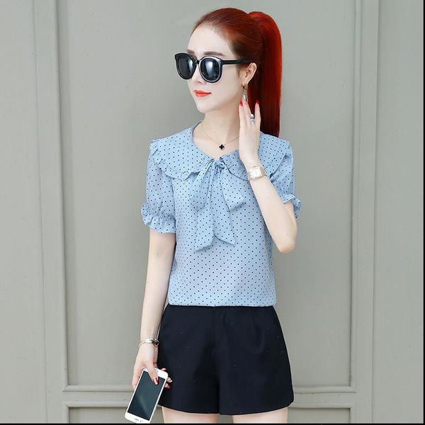 spring summer style chiffon women shirts casual polka dot peter pan collar bow tie decor blusas df2634, White
spring summer style chiffon women shirts casual polka dot peter pan collar bow tie decor blusas df2634, White