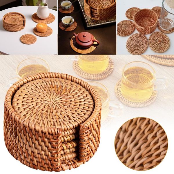 mats & pads 6pcs creative drink coasters set for kungfu tea round tableware placemat dish mat rattan woven afternoon
mats & pads 6pcs creative drink coasters set for kungfu tea round tableware placemat dish mat rattan woven afternoon