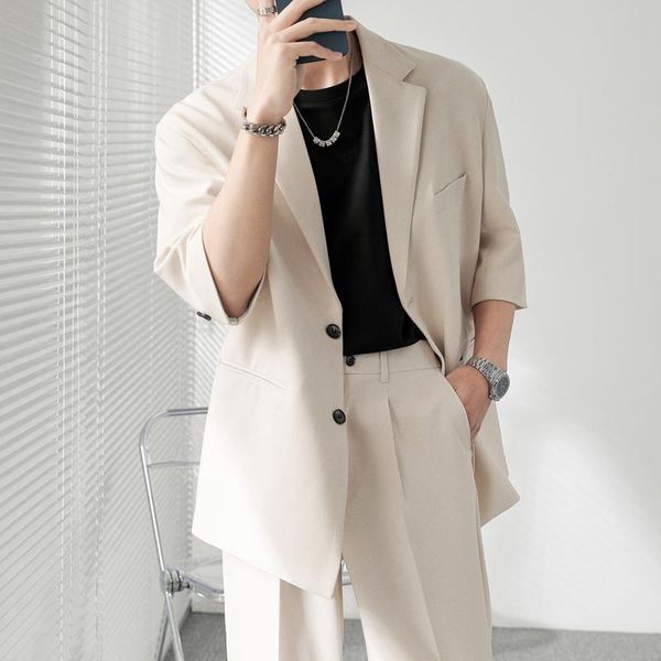 men's suits & blazers men streetwear vintage fashion loose casual korean short sleeve dress suit jacket male wedding blazer coat, White;black
men's suits & blazers men streetwear vintage fashion loose casual korean short sleeve dress suit jacket male wedding blazer coat, White;black