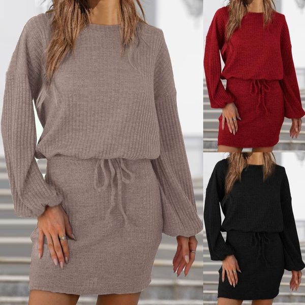 casual dresses women solid dress o-neck long sleeve loose strap bet mini autumn and winter knitted long-sleeved slim, Black;gray
casual dresses women solid dress o-neck long sleeve loose strap bet mini autumn and winter knitted long-sleeved slim, Black;gray