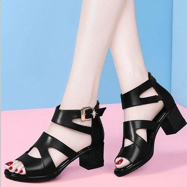 woman summer sandals roman fish mouth women's thick heel high-heeled shoes sole versatile middle women shoes3339, Black
woman summer sandals roman fish mouth women's thick heel high-heeled shoes sole versatile middle women shoes3339, Black