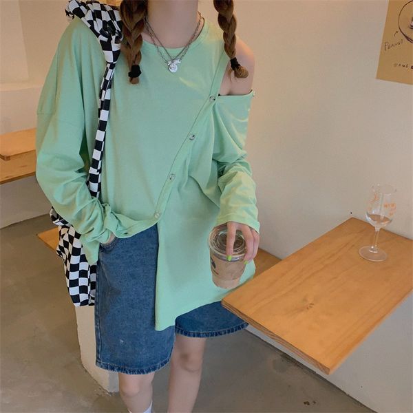 tees women's t-shirt korean dign loose and versatile off shoulder irregular thin long sleeve sunscreen t-shirt, White
tees women's t-shirt korean dign loose and versatile off shoulder irregular thin long sleeve sunscreen t-shirt, White