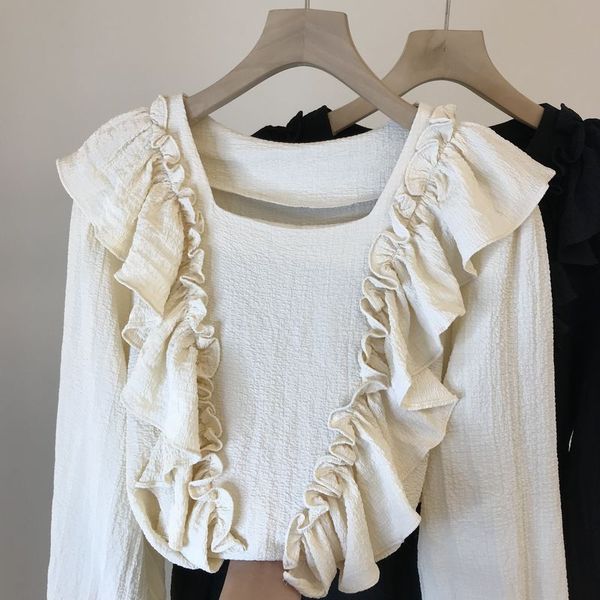 spring 2021 new elegant retro blouse french ruffled all-match round neck loose blusas long sleeve shirts for women, White
spring 2021 new elegant retro blouse french ruffled all-match round neck loose blusas long sleeve shirts for women, White