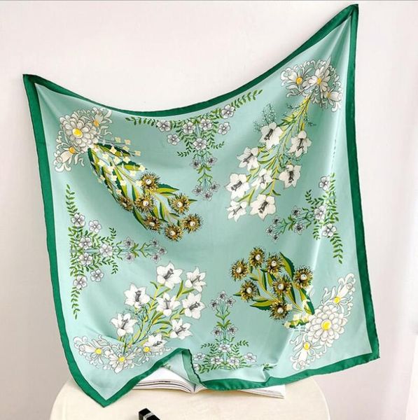 scarves 90*90cm luxury women silk scarfs flower painting square spring summer shawls for ladies headscarf 2021, Blue;gray
scarves 90*90cm luxury women silk scarfs flower painting square spring summer shawls for ladies headscarf 2021, Blue;gray