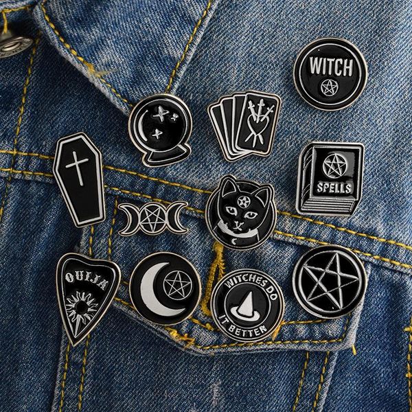 pins, brooches punk moon coffin witch book hat black brooch dark series retro pin, Gray
pins, brooches punk moon coffin witch book hat black brooch dark series retro pin, Gray