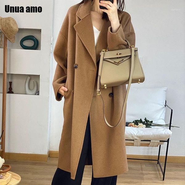 women's wool & blends unua amo women elegant long coat classic notched collar double-faced cashmere woolen outwear chic female winter, Black
women's wool & blends unua amo women elegant long coat classic notched collar double-faced cashmere woolen outwear chic female winter, Black