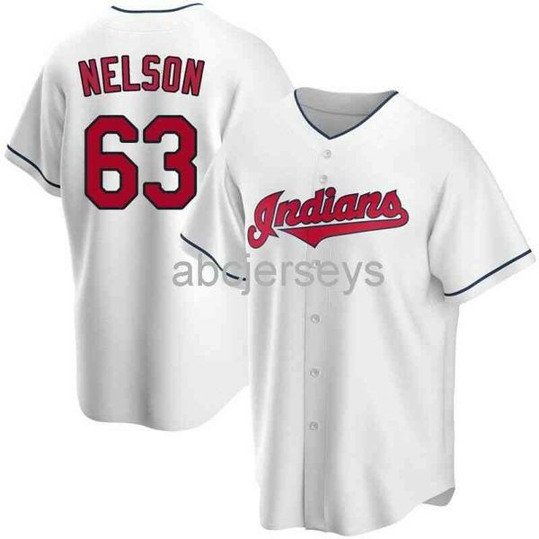 stitched custom kyle nelson #63 white baseball jersey xs-6xl, Black