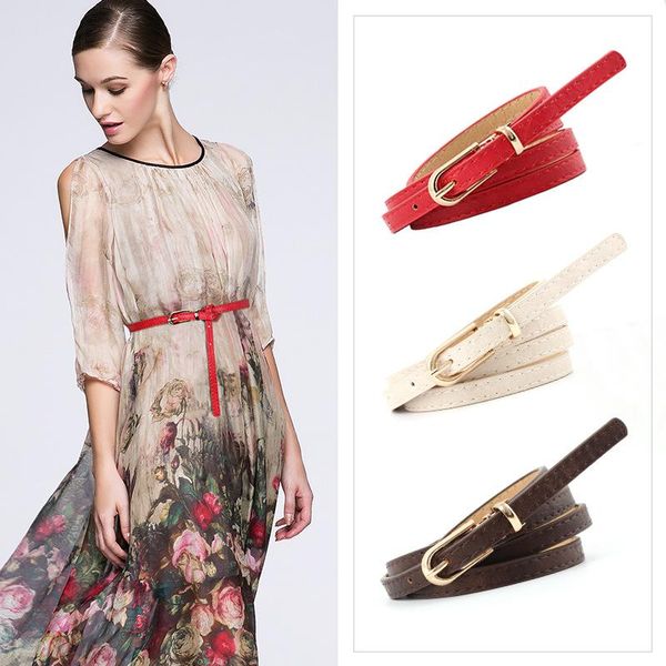 women pu thin belt gold metal buckle belts for fashion pin black red waistband female jeans dress designer 2021, Black;brown
women pu thin belt gold metal buckle belts for fashion pin black red waistband female jeans dress designer 2021, Black;brown