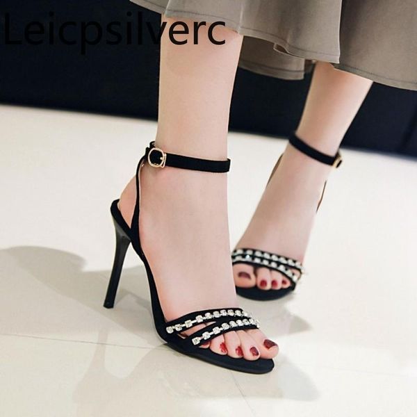 women's sandals summer style fashion flock crystal open toe buckle fine heel high shoe plus size 32-46, Black
women's sandals summer style fashion flock crystal open toe buckle fine heel high shoe plus size 32-46, Black
