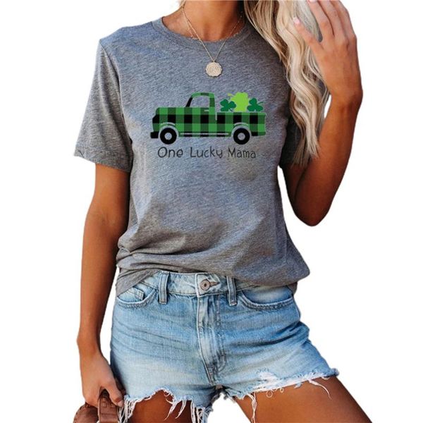 women casual short sleeve t-shirt grey cartoon car and letters printed pattern women's, White
women casual short sleeve t-shirt grey cartoon car and letters printed pattern women's, White