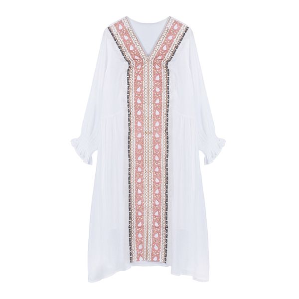 women white v-neck bohemian embroidery lantern long sleeve empire holiday midi dress spring summer indie folk d2489 210514, Black;gray
women white v-neck bohemian embroidery lantern long sleeve empire holiday midi dress spring summer indie folk d2489 210514, Black;gray