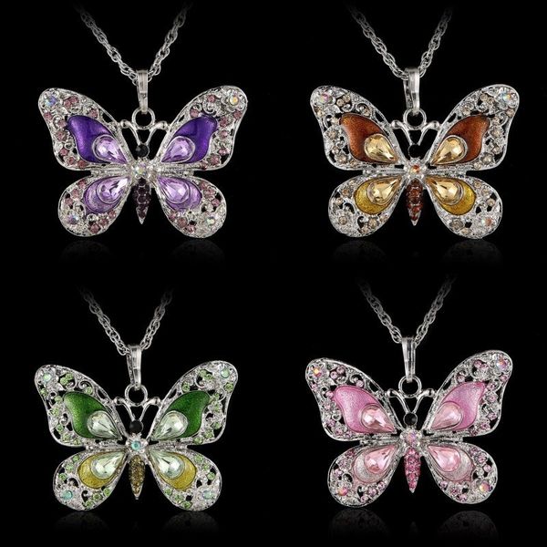 women inlay crystal necklace jewellery lady multicolored butterfly pattern fashion retro pendants chain europe america necklaces 4cya j2, Silver
women inlay crystal necklace jewellery lady multicolored butterfly pattern fashion retro pendants chain europe america necklaces 4cya j2, Silver