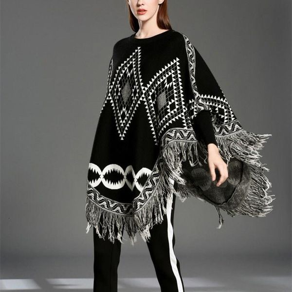 women's cape autumn winter knitted sweater o-neck poncho capes shawl swing cloak cardigans coat k001, Black
women's cape autumn winter knitted sweater o-neck poncho capes shawl swing cloak cardigans coat k001, Black