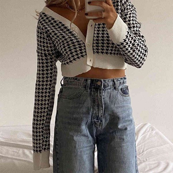 heyoungirl houndstooth print vintage crop cardigan women v neck elegant chic sweater autumn fashion jumper ladies streetwear, White;black
heyoungirl houndstooth print vintage crop cardigan women v neck elegant chic sweater autumn fashion jumper ladies streetwear, White;black