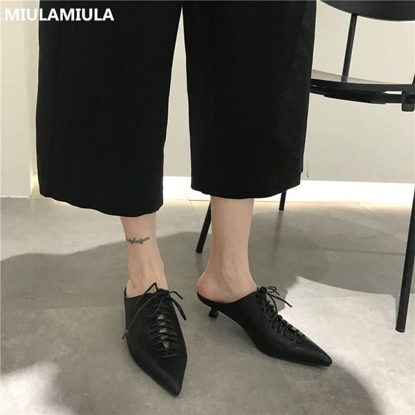 dress shoes miulamiula brand designers 2021 summer luxury cross tied good leather pointed toe kitten heels lady pumps shallow loafers mules, Black
dress shoes miulamiula brand designers 2021 summer luxury cross tied good leather pointed toe kitten heels lady pumps shallow loafers mules, Black