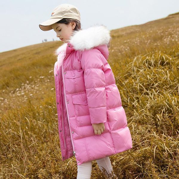 down coat suitable for -30 degrees winter children's warm jacket girls' fashionable windproof thick long natural fur collar, Blue;gray 
down coat suitable for -30 degrees winter children's warm jacket girls' fashionable windproof thick long natural fur collar, Blue;gray