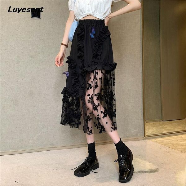 long girl black irregular skirt goth lace floral harajuku butterfly ruffles korean fashion skirts elastic waist oversize cloth
long girl black irregular skirt goth lace floral harajuku butterfly ruffles korean fashion skirts elastic waist oversize cloth