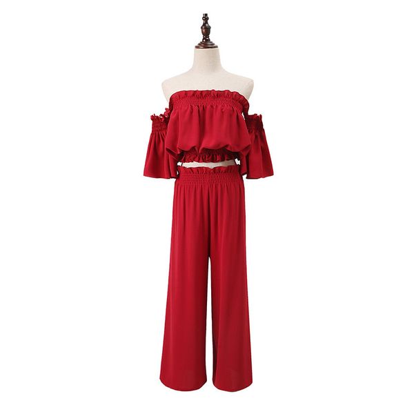 women set summer solid red green strapless off the shoulder mid calf pants short beach vocation t0024 210514, White
women set summer solid red green strapless off the shoulder mid calf pants short beach vocation t0024 210514, White