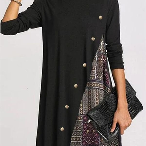 2021 winter turtleneck warm vintage print dress women autumn elegant long sleeves patchwork dresses female casual loose vestidos, Black;gray
2021 winter turtleneck warm vintage print dress women autumn elegant long sleeves patchwork dresses female casual loose vestidos, Black;gray