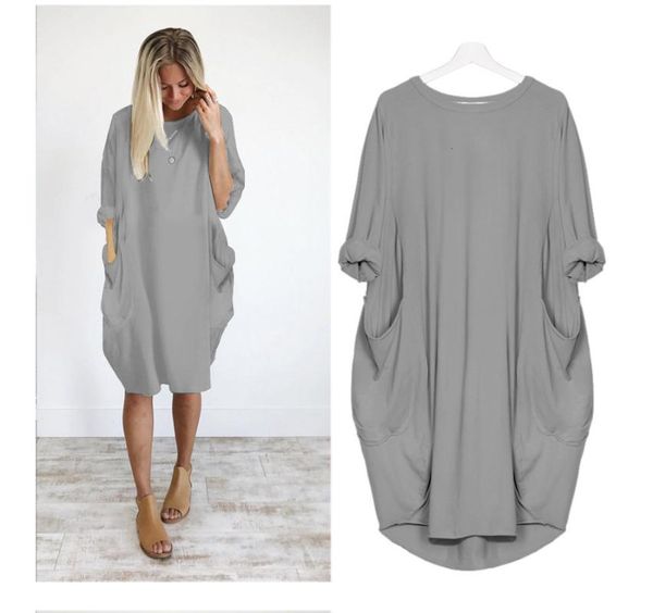casual dresses frauen lose kleid mit tasche damen mode o hals lange weibliche t hemd streetwear plus gröÃe 6xl vestidos, Black;gray
casual dresses frauen lose kleid mit tasche damen mode o hals lange weibliche t hemd streetwear plus gröÃe 6xl vestidos, Black;gray