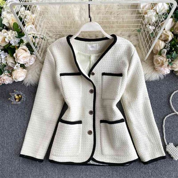 autumn korean loose tweed jacket coat female pockets ladies single breasted ins vintage woolen coats all match outerwear 210514, Black;brown
autumn korean loose tweed jacket coat female pockets ladies single breasted ins vintage woolen coats all match outerwear 210514, Black;brown