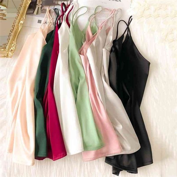 crop women summer camis silk satin halter camisole style sleeveless vest slim white s roupas femin 210705
crop women summer camis silk satin halter camisole style sleeveless vest slim white s roupas femin 210705